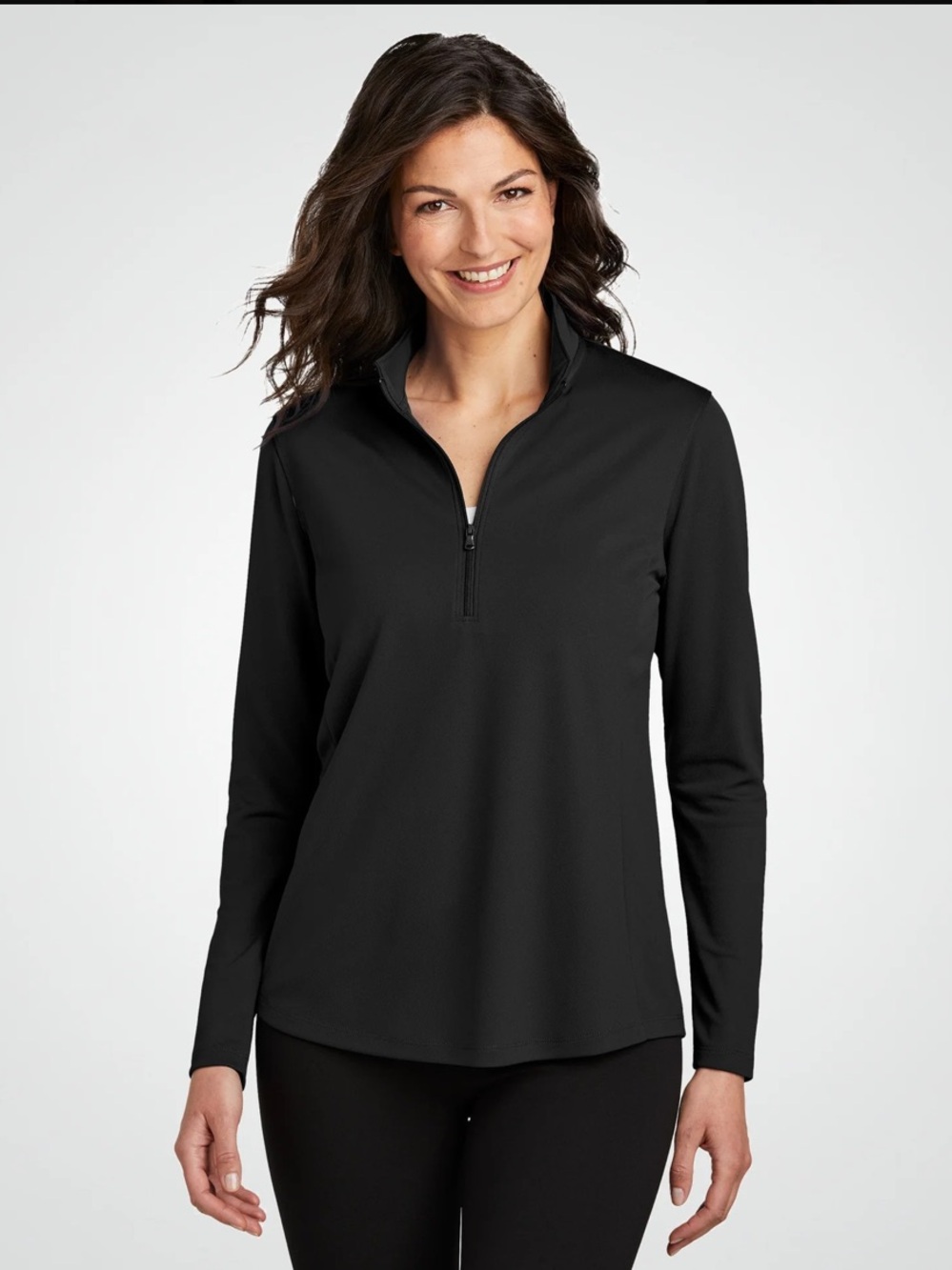 LOFT Lou & Grey Black Quarter-Zip Long-Sleeve Active Lightweight Sweatshirt
